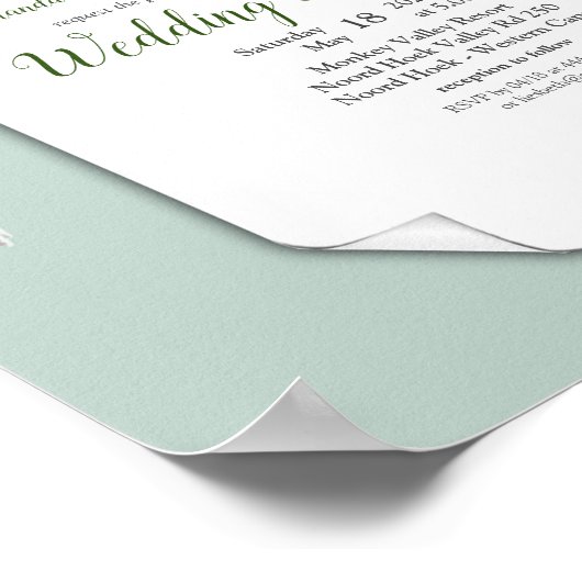 Poster Protea Fuchsia avec Faire-part vert & or (Coin)