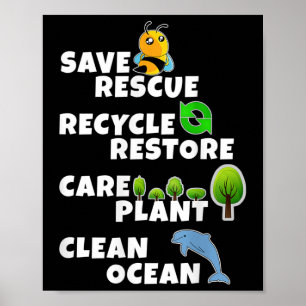 Poster Protection de l'environnement, Climat, Nature, Rec
