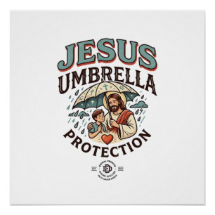 Poster Protection de parapluie de Jésus Protection de par