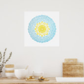 Poster Protection jaune bleu Mandala Géométrique (Cuisine)