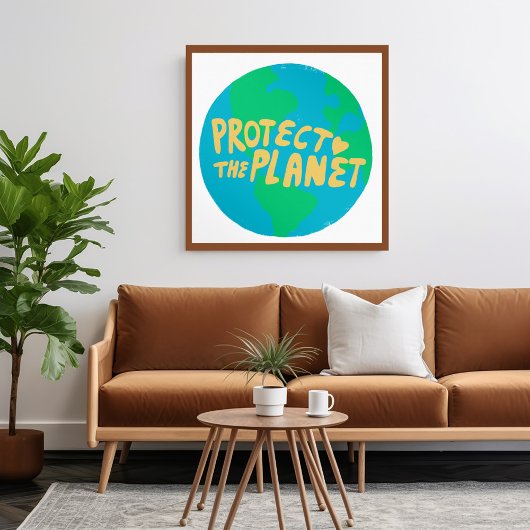 Poster PROTÉGER LA PLANÈTE SAVE EARTH Eco Green