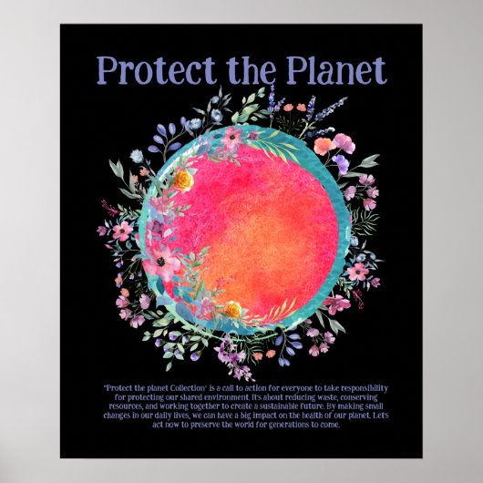Poster PROTÉGER LA PLANÈTE SAVE EARTH Jour des terres Art (Devant)