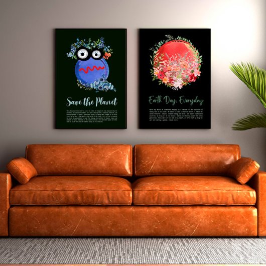 Poster PROTÉGER LA PLANÈTE SAVE EARTH Jour des terres Art