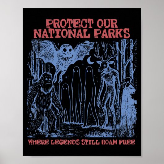 Poster Protéger les parcs nationaux Mothman Cryptide Weir (Devant)