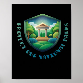 Poster Protéger nos parcs nationaux conception de badge v