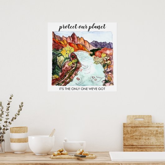 Poster PROTÉGER NOTRE PLANÈTE Zion Parc National Aquarell (Cuisine)