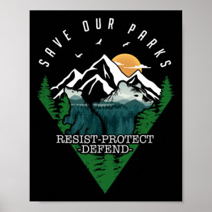 Poster Protéger Ours Sauver Nos Parcs Résister Parc Natio