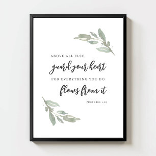 Poster Protégez Votre Cœur Minimal Verset de la Bible Feu
