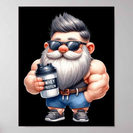 Poster Protéine de Whey Gnome Papa Funny Bodybuilder Grap (Devant)