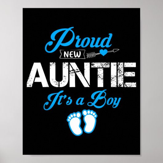 Poster Proud New Auntie It's A Boy Gender Reveal Funny Fa (Devant)