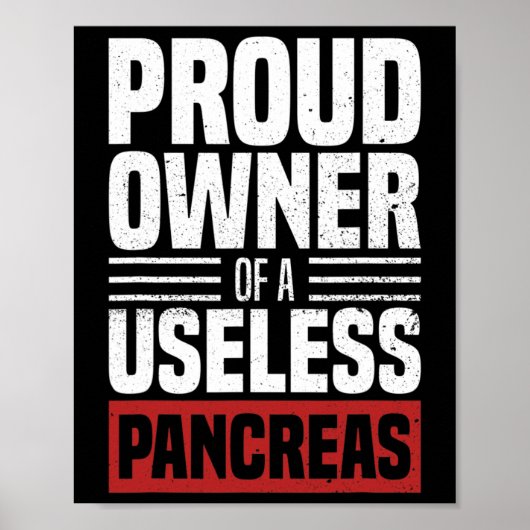 Poster Proud Owner Of A Useless Pancreas Diabète Awarene (Devant)