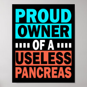 Poster Proud Owner Of A Useless Pancreas Diabète Awarene