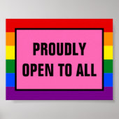 Poster Proudly Open to All LGBT Customer Rainbow Pride (Devant)
