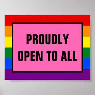 Poster Proudly Open to All LGBT Customer Rainbow Pride