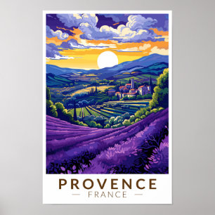 Poster Provence France Lavande Voyage Art Rétro