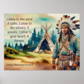 Poster Proverbe amérindien Écouter le vent (Devant)