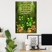 Poster Proverbe irlandais, Clovers et Leprechaun Gnomes (Bureau à domicile)