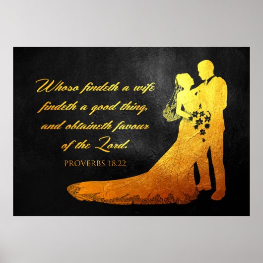 Poster Proverbes 18:22 Verse de la Bible (Devant)