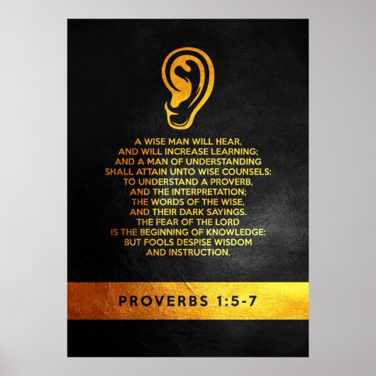 Poster Proverbes 1:5-7 Versets de la Bible (Devant)