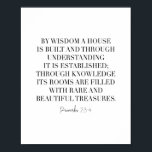 Poster Proverbes 2:3-4<br><div class="desc">Par Sagesse, une maison est construite... Verbes Écriture Verset</div>