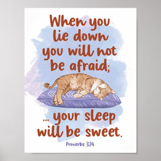 Poster Proverbes 3:24 Votre sommeil sera Chat doux (Devant)
