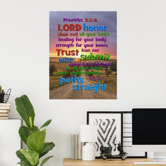 Poster Proverbes 3:5-8 Long Path (Bureau à domicile)