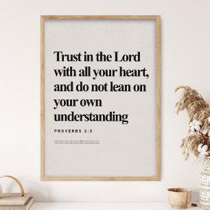 Poster Proverbes 3:5, Verset biblique, Bible moderne, Écr