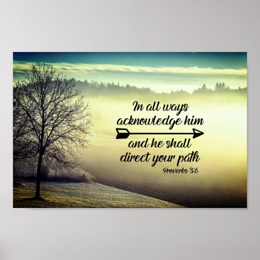 Poster Proverbes 3:6 Il dirigera votre chemin Bible Verse (Devant)