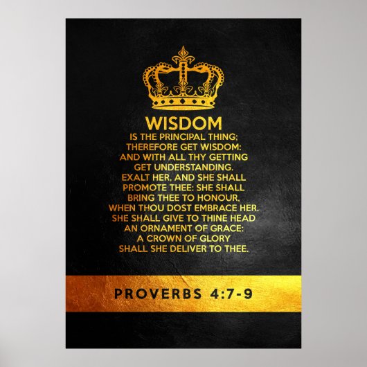 Poster Proverbes 4:7-9 Versets de la Bible (Devant)