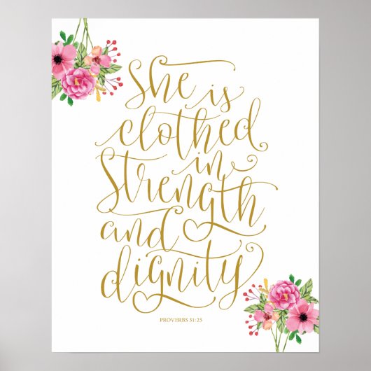 Poster Proverbes d'art mural en verset biblique 31:25 cal (Devant)