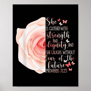 Poster Proverbes de la Bible chrétienne 31_25 Fleur Rose