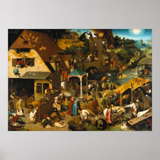 Poster Proverbes du Néerlandais par Pieter Bruegel l'Anci (Devant)