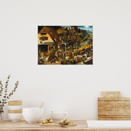 Poster Proverbes hollandais par Pieter Bruegel l'Ancien (Cuisine)