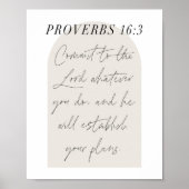 Poster Proverbs 16:3 Minimal Boho Beige Arch Script (Devant)