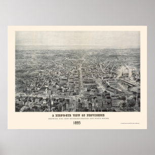 Poster Providence, carte panoramique de RI - 1894