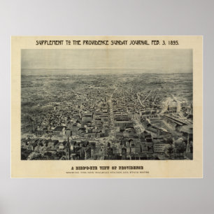 Poster Providence Rhode Island 1894 Antique carte panoram