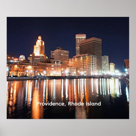Poster Providence, Rhode Island at night (Devant)