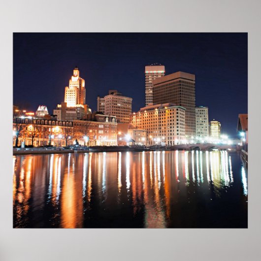 Poster Providence, Rhode Island la nuit (Devant)