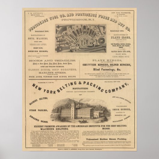 Poster Providence Tool et Forge and Nut Company (Devant)