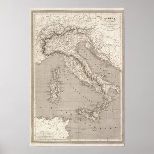 Poster Provinces d'Autrichien de l'Italie, de la Suisse