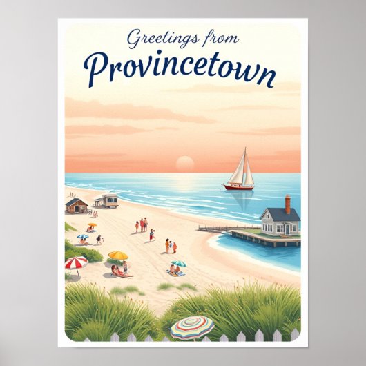 Poster Provincetown, Massachusetts – Plages du Cap Cod (Devant)