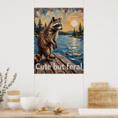 Poster Prowler réfléchissant : Raccoon par l'eau (Cuisine)