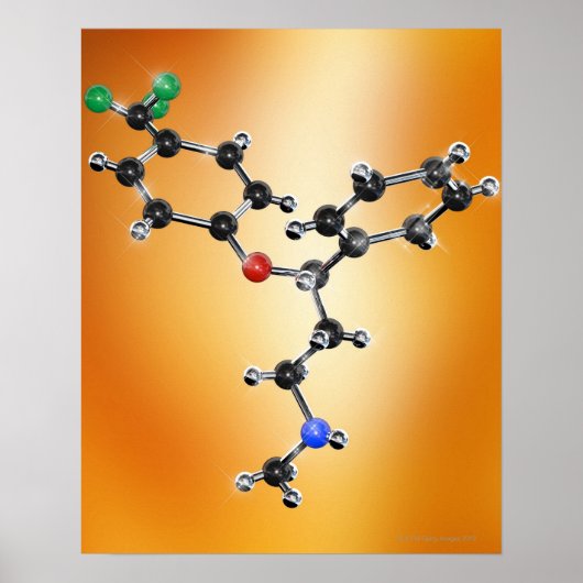 Poster Prozac. Modèle moléculaire de l'antidépresseur (Devant)