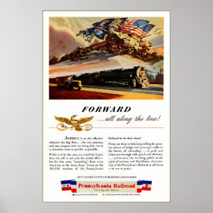 Poster PRR En avant sur toute la ligne Guerre mondiale pa