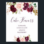 Poster prune fleurs violettes cake flaveurs signe<br><div class="desc">Un design floral avec de belles fleurs de prune violette mariage saveurs de gâteau signe. Le texte et les couleurs de cette affiche peuvent être modifiés.</div>