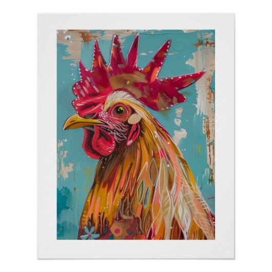 Poster PS Nature Designs, Colorful BoHo Rooster (Devant)