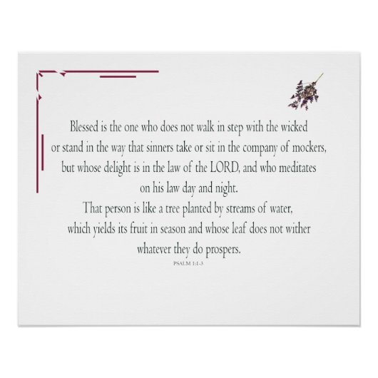 Poster PSALM 1, does not walk in step with the wicked (Devant)