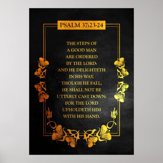 Poster Psalm 37:23-24 Bible Verse (Devant)