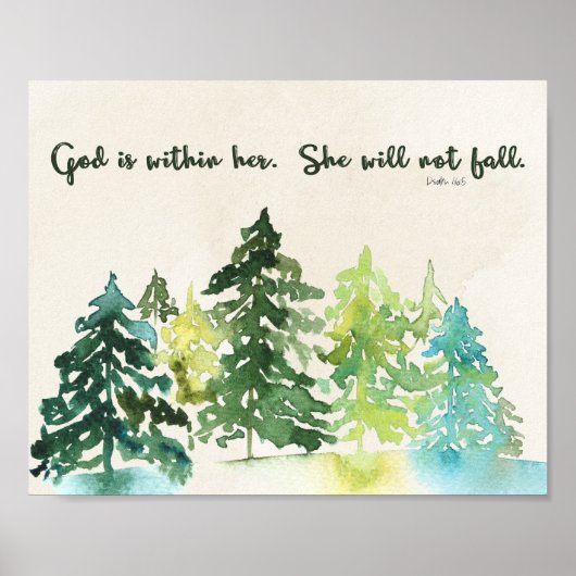 Poster Psalm 46:5 Bible Verse wall Art (Devant)