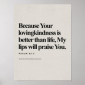 Poster Psalm 63:3, Bible Verse, Modern Bible, Scripture  (Devant)